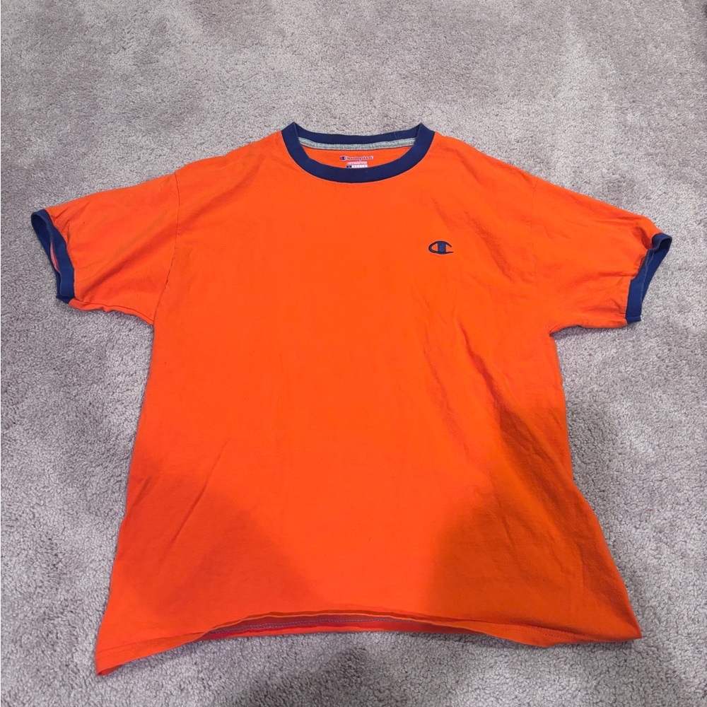 Champion Men's Orange and Blue Trim T-Shirt